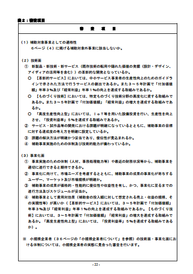 平成27年度補正　ものづくり・商業・サービス新展開支援補助金（公募要領）［審査項目］①