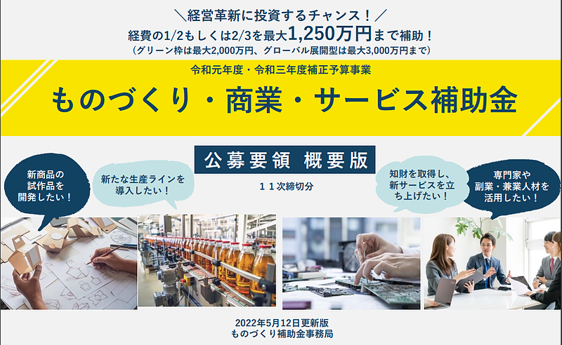 令和元年度・令和3年度補正_ものづくり補助金（11次締切）