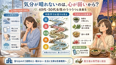 気分が晴れないのは、心が弱いから？――40代・50代女性の「うつうつ」を漢方の食養生で立て直す