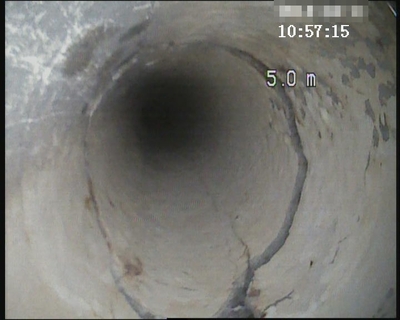 CCDカメラによる管内破断状況