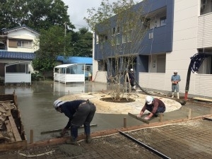 外構　土間工事　左官