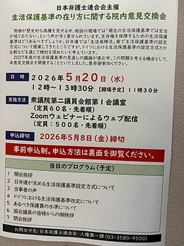 『生活保護基準の在り方に関する院内意見交換会』