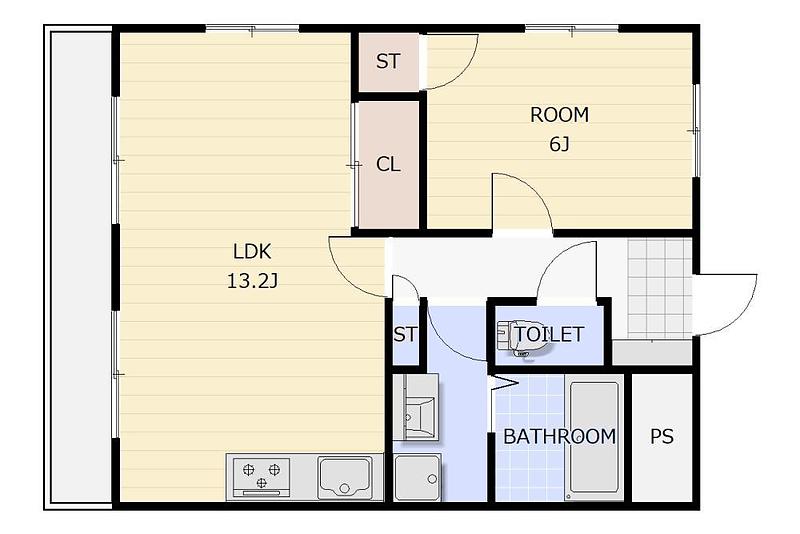 セレスティアル新居浜 1LDK リノベーション間取り
