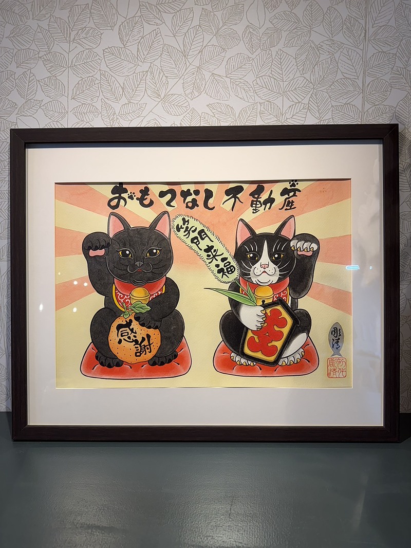 招き猫　クロネコ　ハチワレ