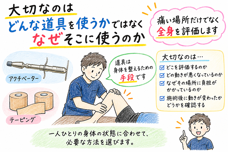 整体で使う道具は「使い方」よりも「評価」が大切です 整体で使う道具は「使い方」よりも「評価」が大切です
