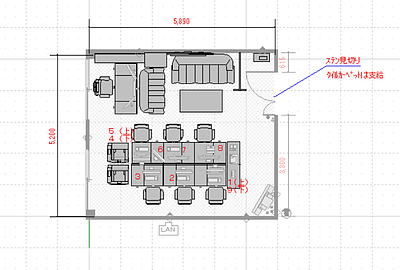 事務所レイアウト変更と配線・・・気に入っていただき感謝です。