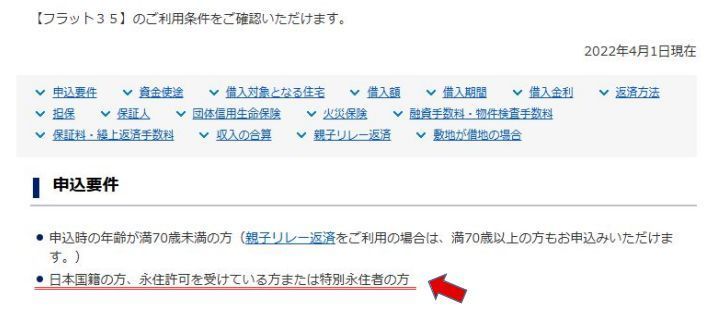 外国籍要件（フラット35）
