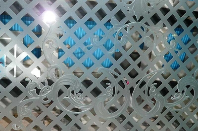 エッチング　ガラス　腐食加工　唐草　飾り罫　オリジナル　ドア扉