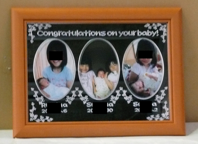 誕生祝　出産祝い　鏡　エッチング　写真立て