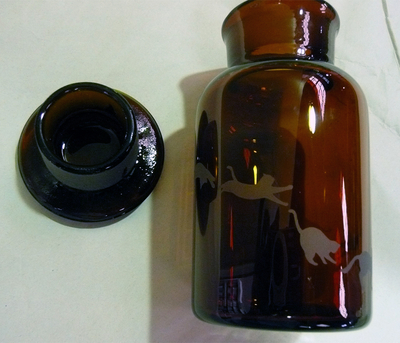 エッチング　試薬瓶　オリジナルガラス雑貨 ネコ　理化学