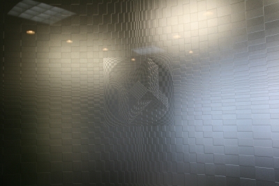 幾何学模様　フロスト加工　曲げガラス　ガラスの部屋