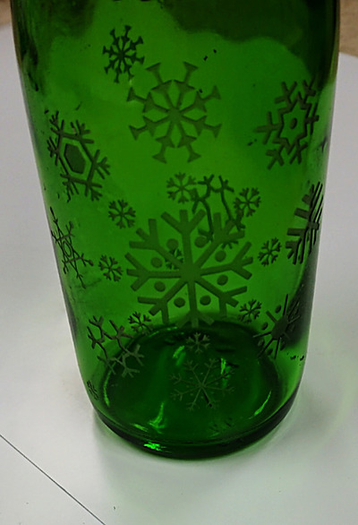 エッチング　ガラス　瓶　クリスマス