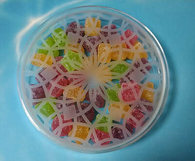 ガラスシャーレ　オリジナルデザイン　ハンドメイド　1点物　ガラス工芸　実験用ガラス　ペトリ皿　可愛い　アクセサリーケース