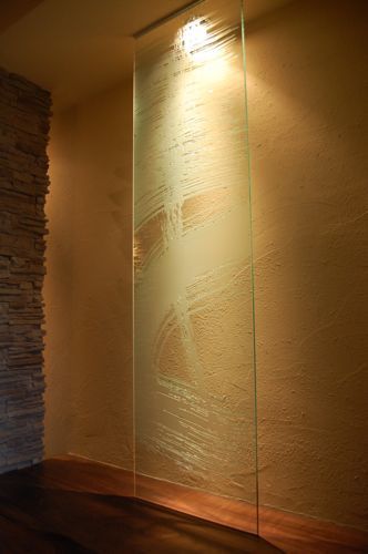 和モダン　掛け軸　ガラスエッチング　毛質