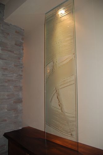 和モダン　掛け軸　ガラスエッチング　毛質