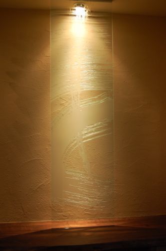 和モダン　掛け軸　ガラスエッチング　毛質