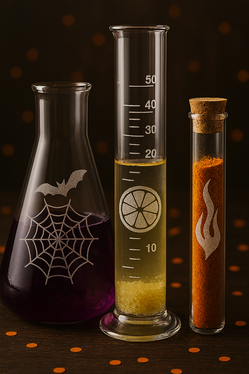 理化学ガラス　ハロウィンレシピ　サンドブラスト