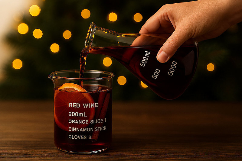 フラスコ　スパイスホットワイン　理化学器具　クリスマスレシピ