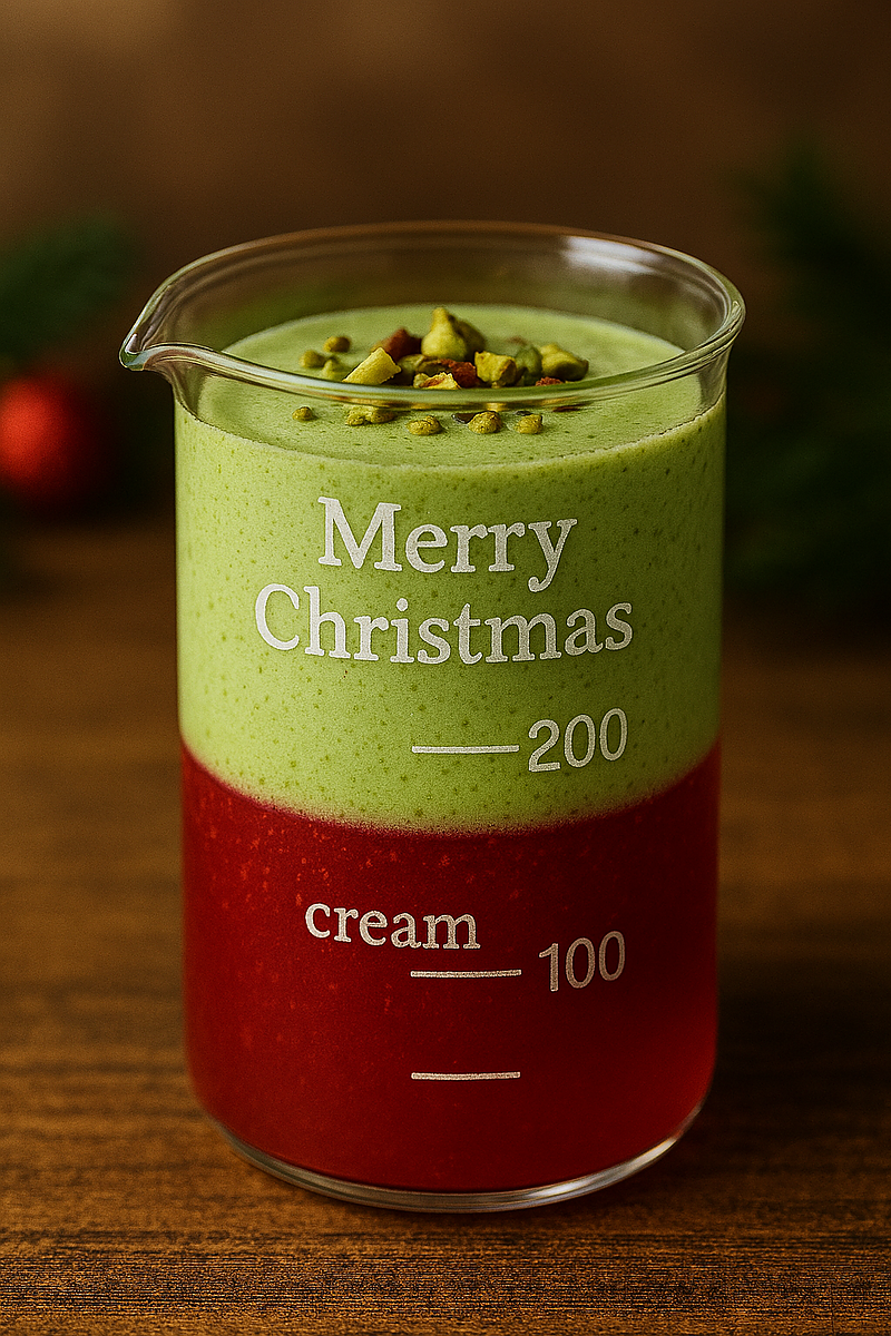 ビーカーで作る2層デザート クリスマスレシピ サンドブラスト ビーカーで作る2層デザート クリスマスレシピ サンドブラスト