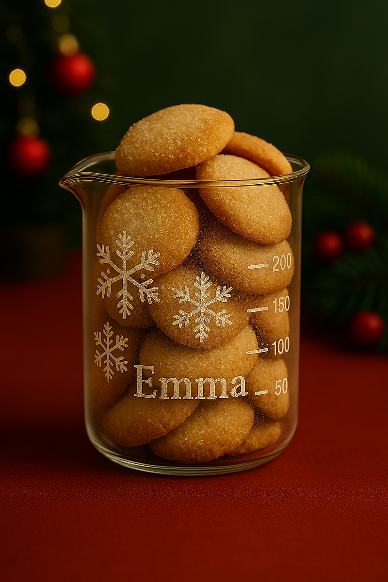 ビーカー　サンドブラスト　クリスマス　理系ギフト