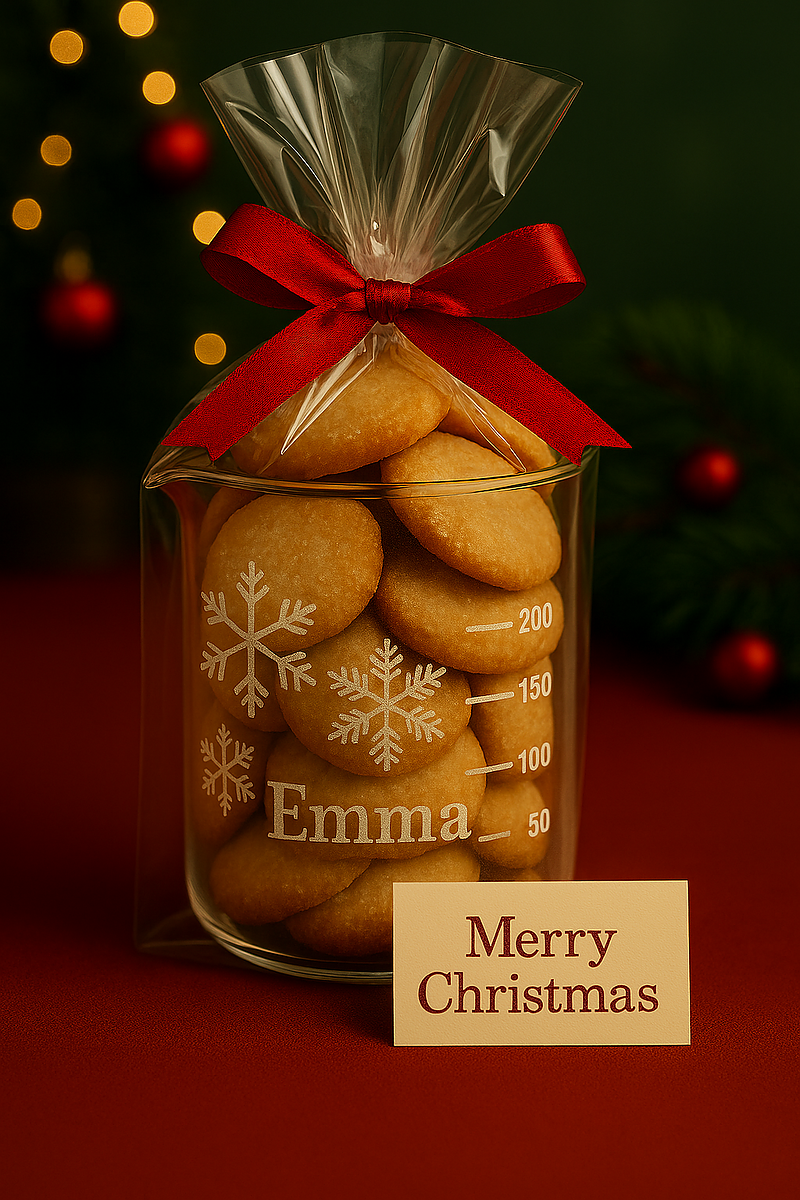 ビーカー　サンドブラスト　クリスマス　理系ギフト