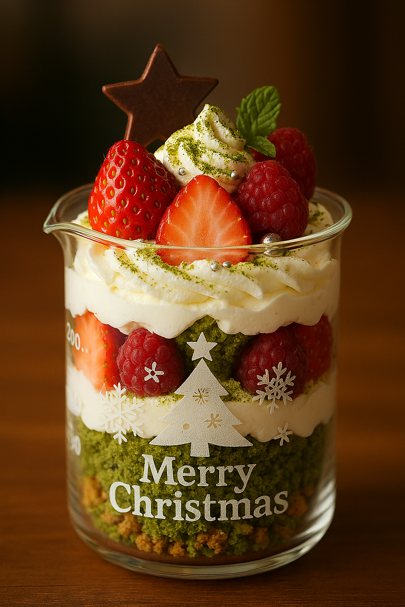 ビーカーで作る クリスマスパフェ サンドブラスト オリジナル ビーカーで作る クリスマスパフェ サンドブラスト オリジナル