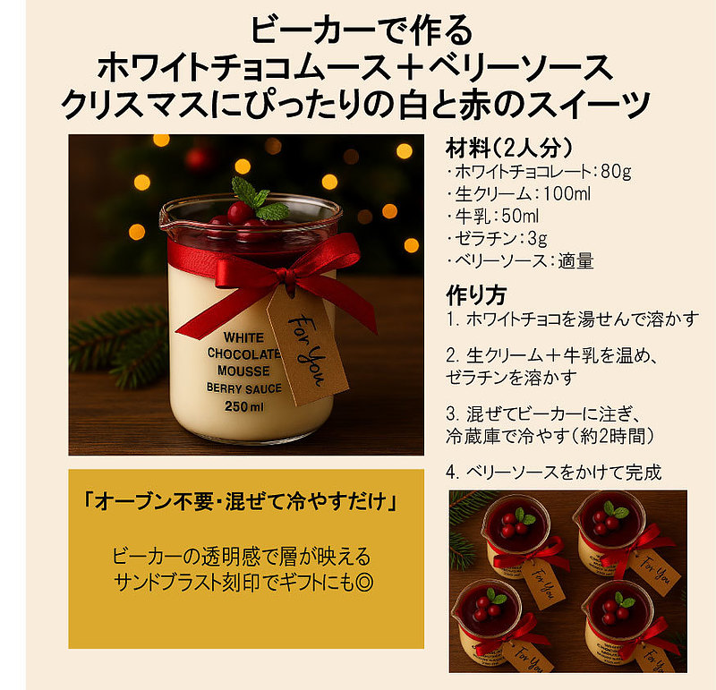 ビーカーで作る　チョコムース　サンドブラスト