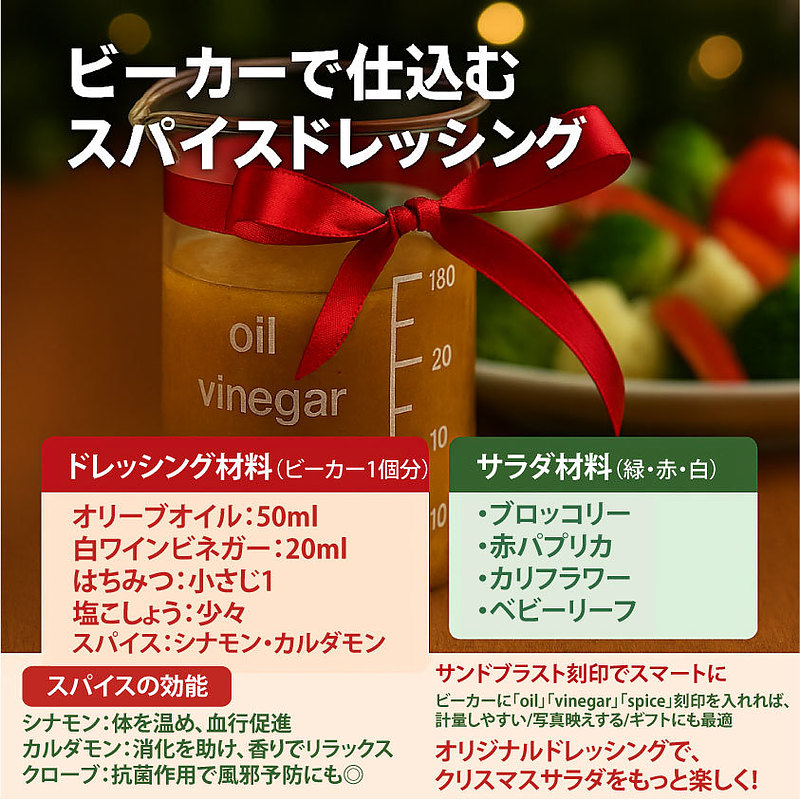 ビーカーで作る ドレッシング クリスマス サンドブラスト ビーカーで作る ドレッシング クリスマス サンドブラスト