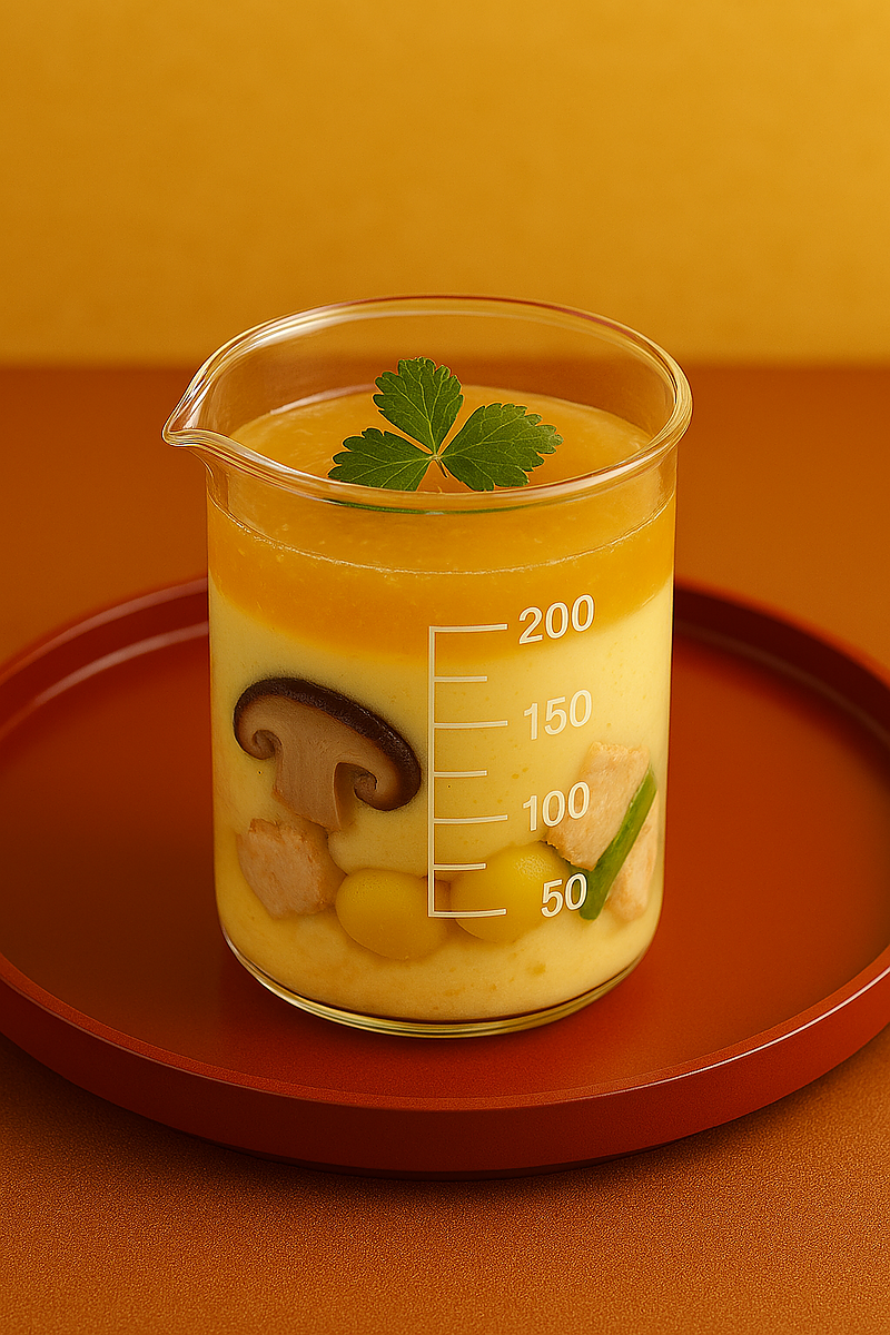 ビーカーで作る　茶わん蒸し　正月アレンジ　理系レシピ