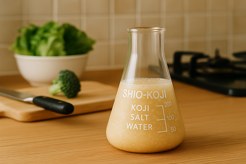 三角フラスコで作る塩こうじ　サンドブラスト　理系魔女