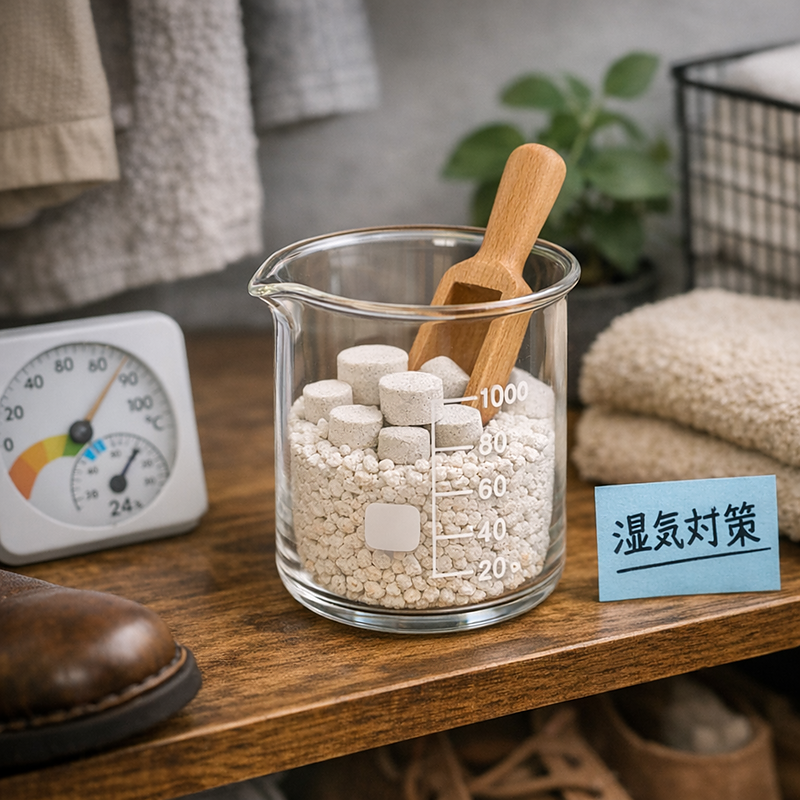 ビーカー　珪藻土　梅雨対策