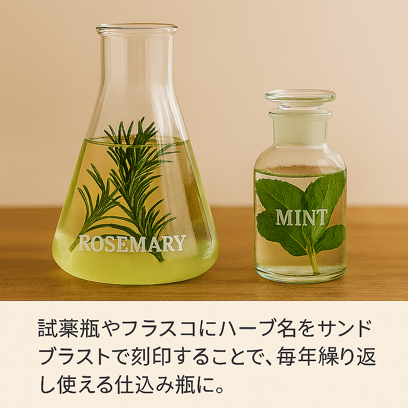理化学ガラス　フラスコ　ハーブ