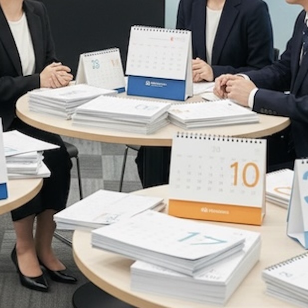 卓上に複数のカレンダー