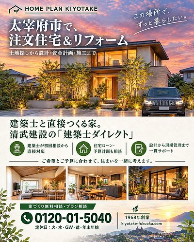 太宰府市の土地価格・注文住宅・リフォーム・工務店の一級建築士に家づくり相談