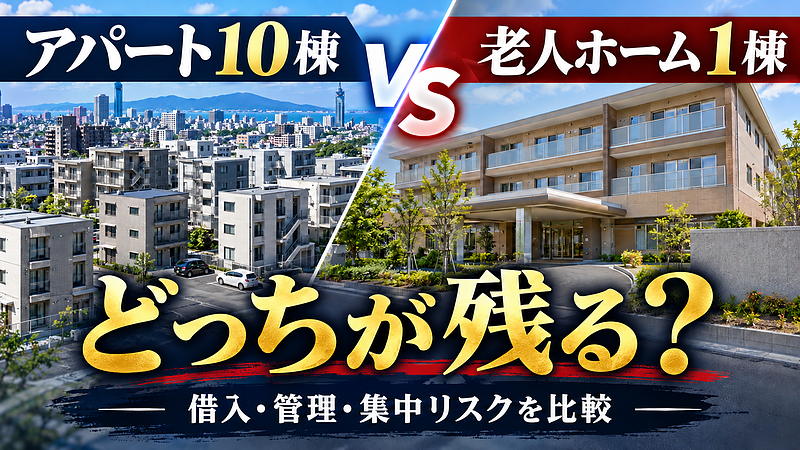 アパート10棟と老人ホーム1棟、どちらを選ぶ?福岡・九州の不動産投資家が比べるべき5つの判断軸 アパート10棟と老人ホーム1棟、どちらを選ぶ?福岡・九州の不動産投資家が比べるべき5つの判断軸