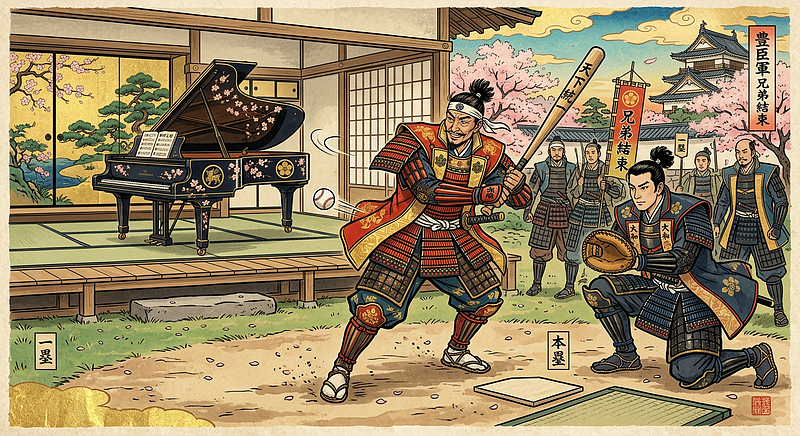 野球をする豊臣兄弟（イメージ画／生成AI）