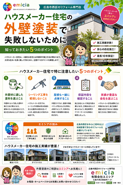 ハウスメーカー住宅の外壁塗装で失敗しないために｜知っておきたい5つのポイント