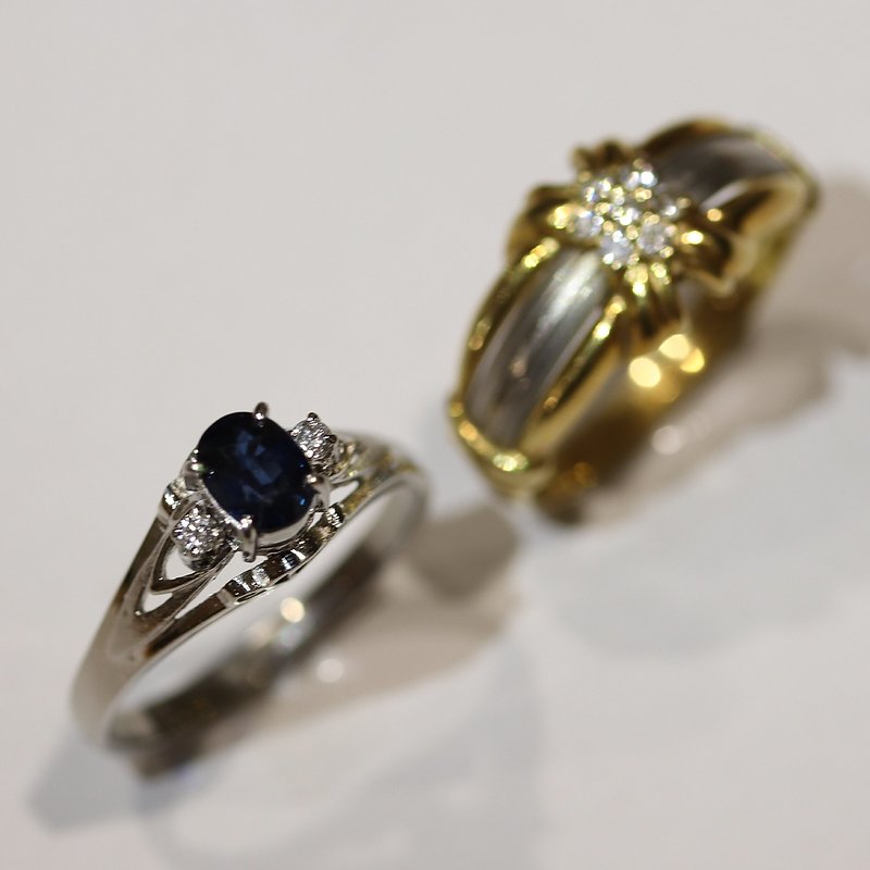 広島市安佐南区T様プラチナサファイヤリングジュエリーリフォーム前