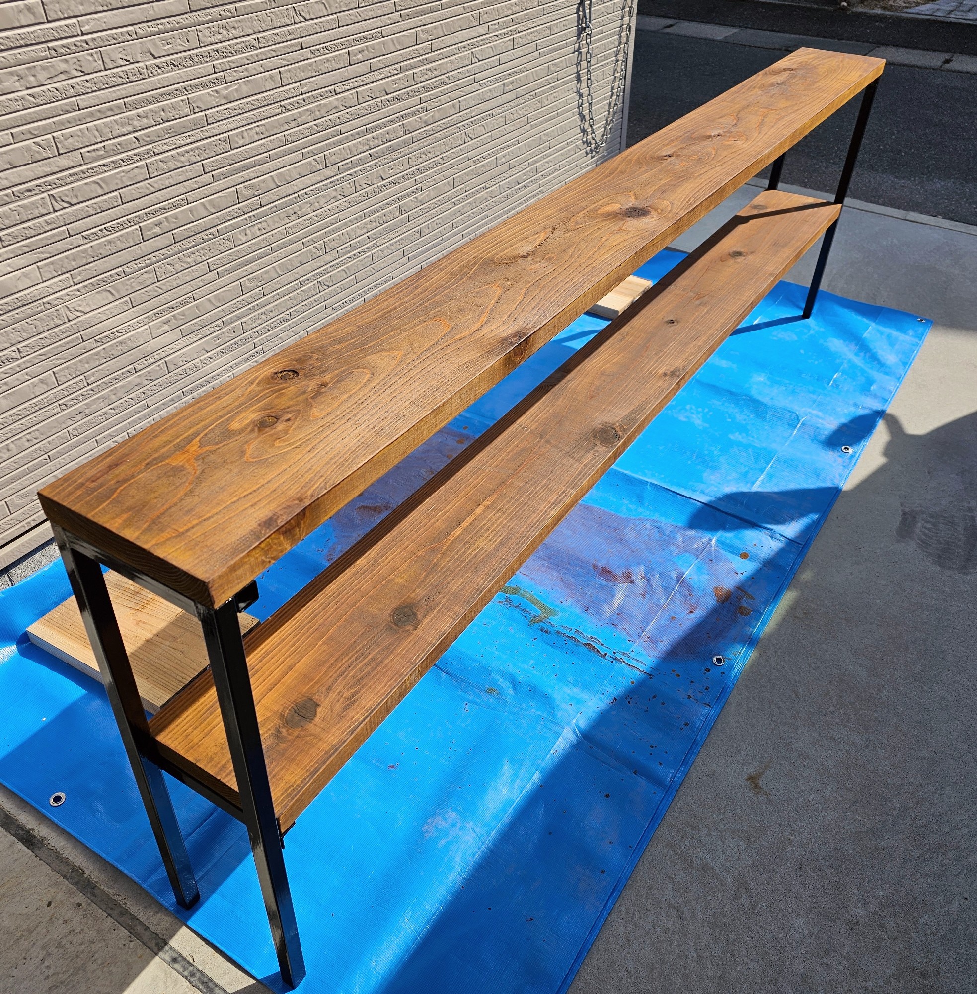 製作した 2段テーブルラック