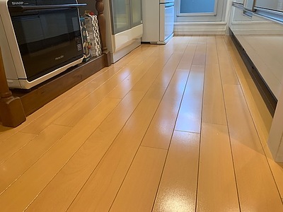 広島市中区東千田町　キッチン床洗浄＆ワックス