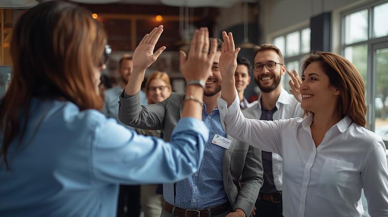 喜びの中で仕事をしている様子