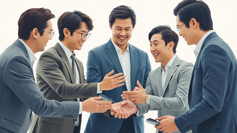 助けられて感謝している様子