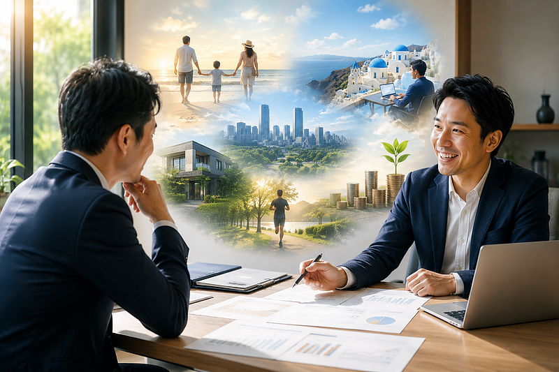 理想の未来を想像して明るい気持ちになる経営者