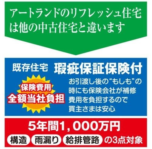 給排水特約付きの5年間1,000万円の保証付き