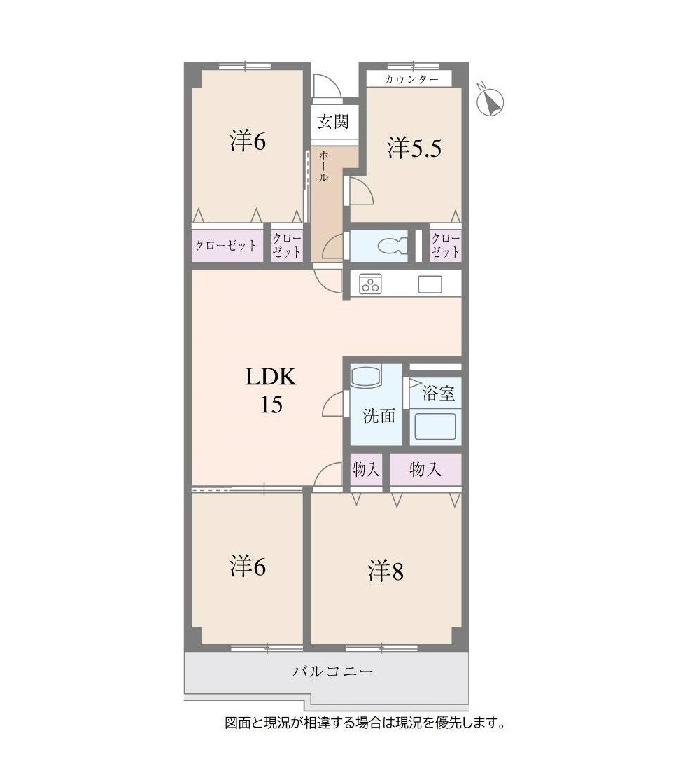 4LDK。建物面積85.44㎡