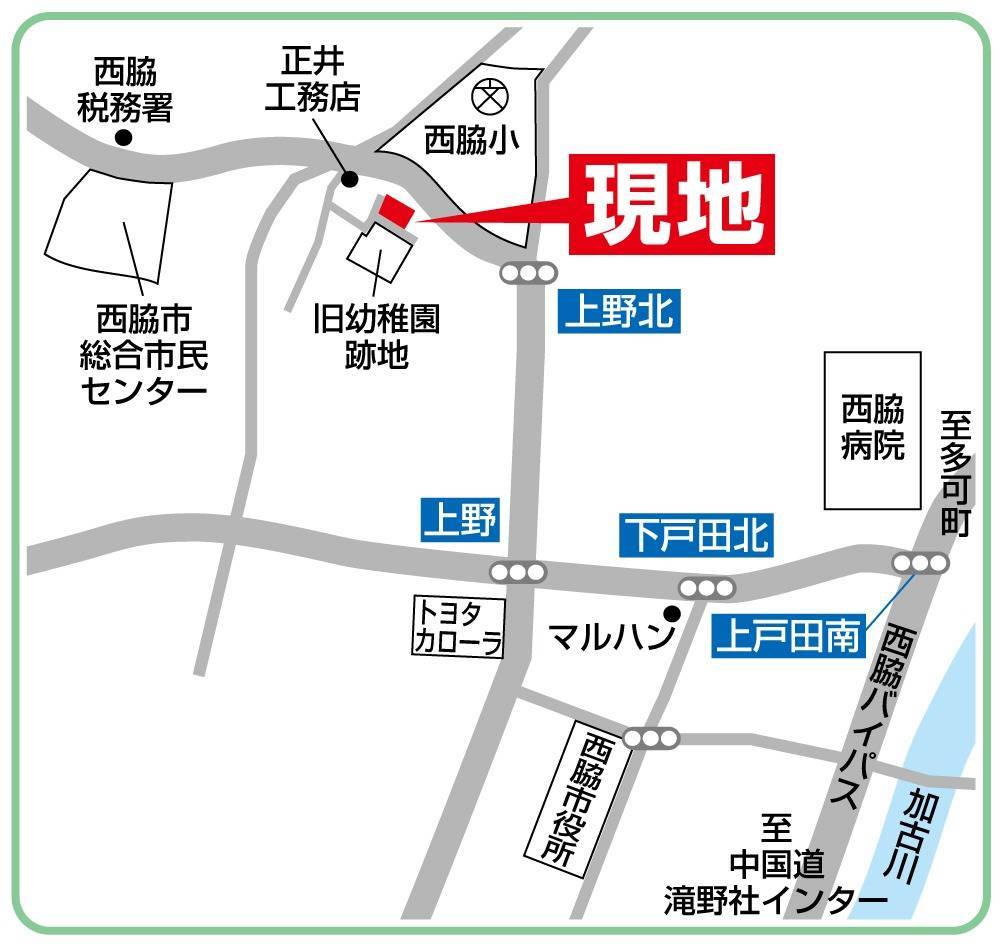 案内図。敷地内に並列で2台駐車可能