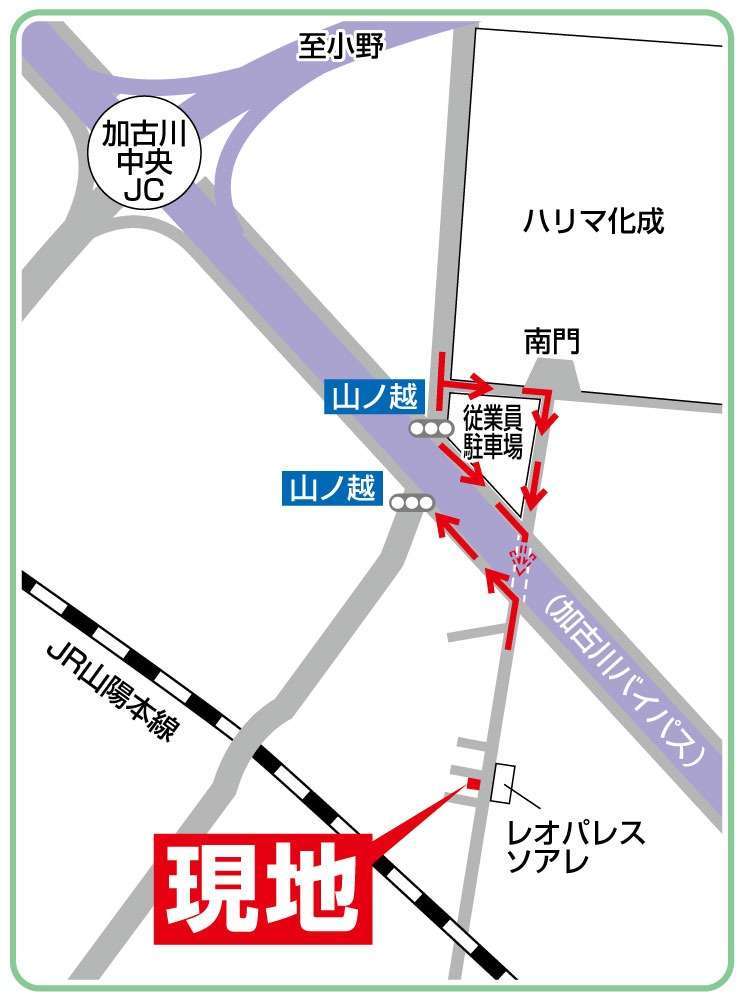 案内図。敷地内に2台駐車+1台分インナーガレージ