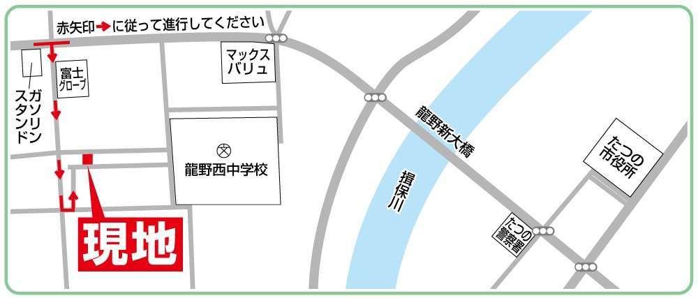 案内図。敷地に並列で3台駐車可