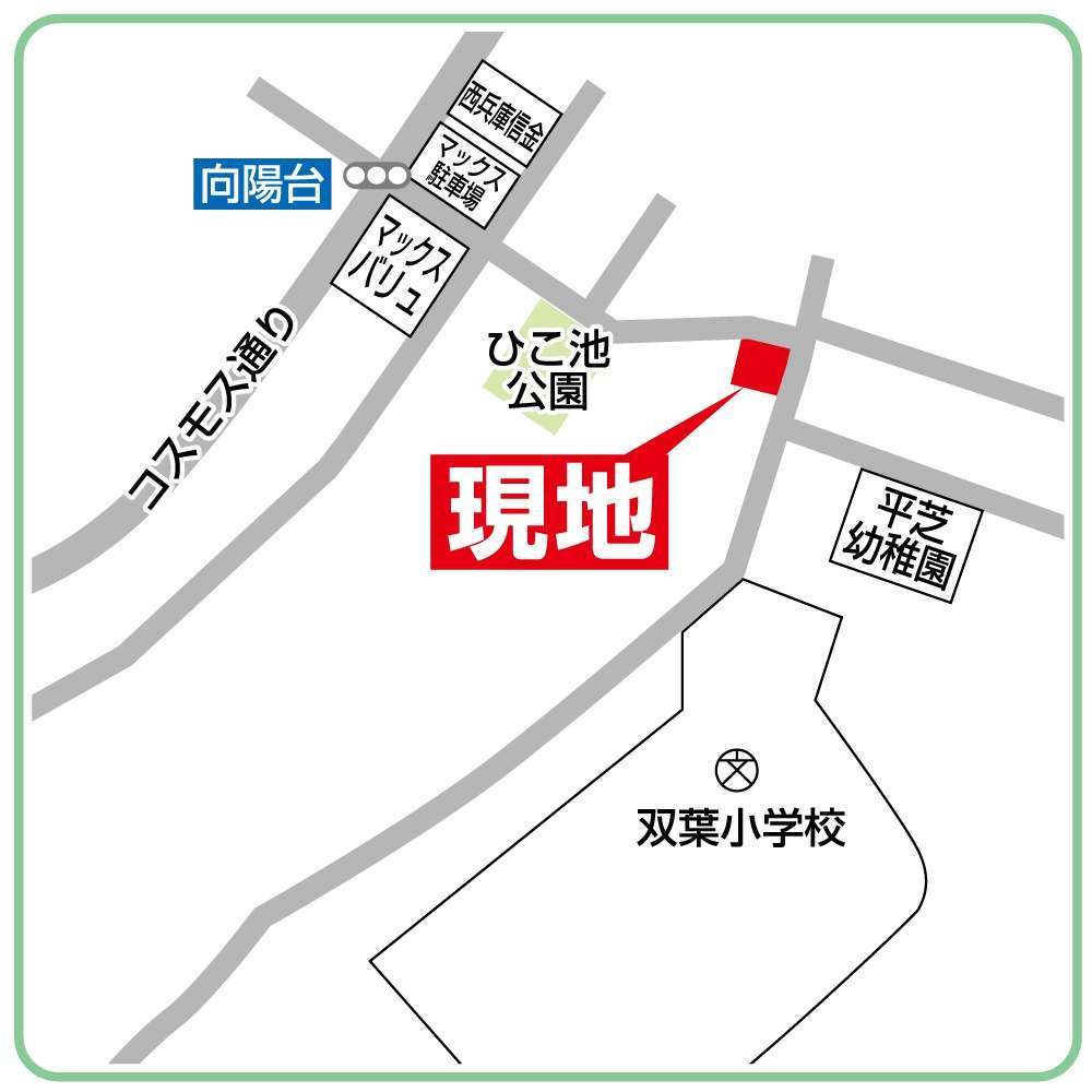 案内図。敷地に3台駐車可