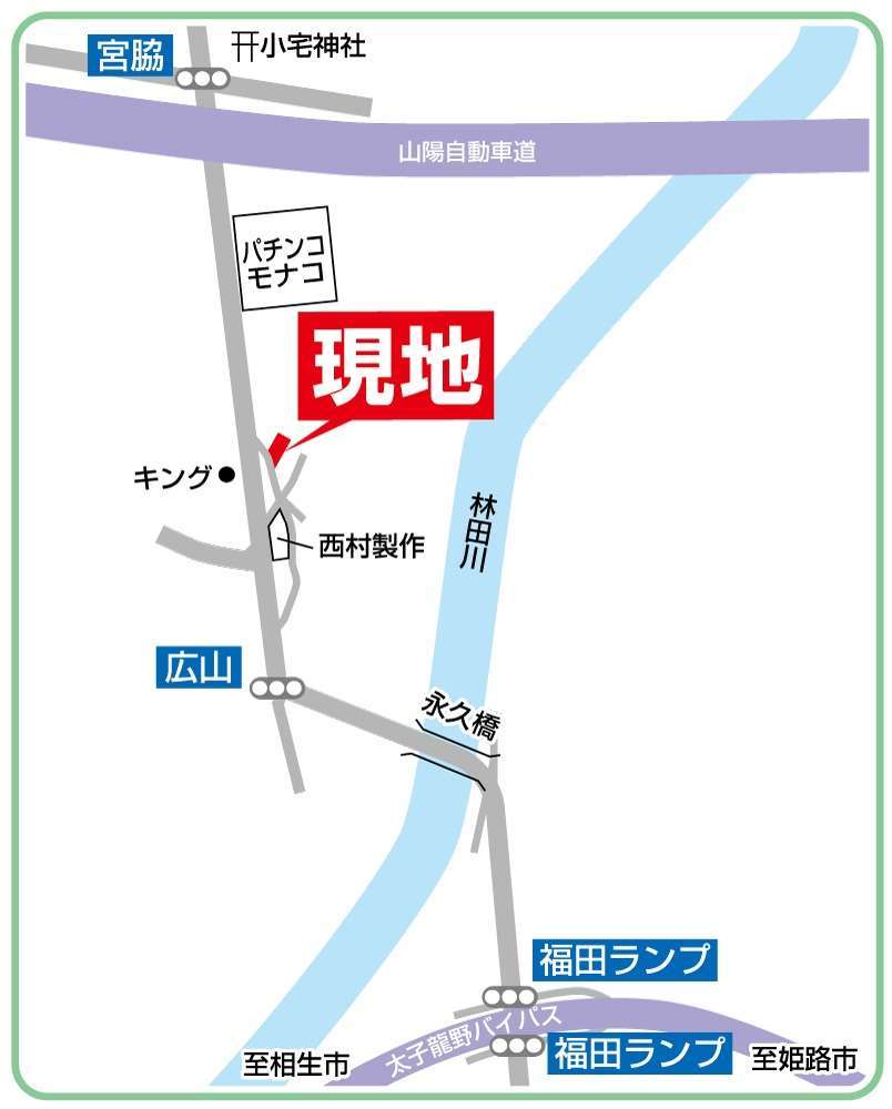 案内図。敷地に4台分カーポート有り